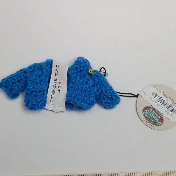 Vintage Tiny Blue Knit Sweater Cardigan Cottage Collectables for Bear or Doll - Picture 6 of 6